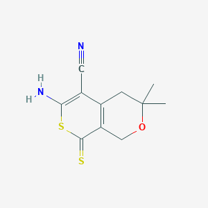 molecular formula C11H12N2OS2 B11108616 6-amino-3,3-dimethyl-8-thioxo-4,8-dihydro-1H,3H-thiopyrano[3,4-c]pyran-5-carbonitrile 