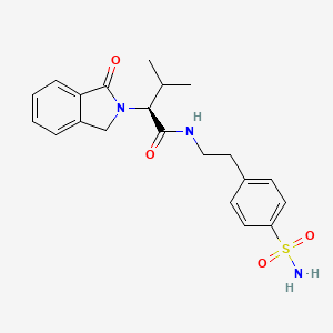 molecular formula C21H25N3O4S B11108630 (2S)-3-methyl-2-(1-oxo-1,3-dihydro-2H-isoindol-2-yl)-N-[2-(4-sulfamoylphenyl)ethyl]butanamide 