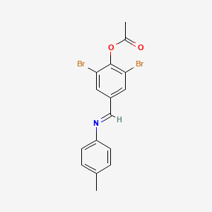 Acetic acid, 2,6-dibromo-4-(4-tolyliminomethyl)phenyl ester