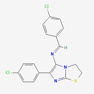 6-(4-chlorophenyl)-N-[(E)-(4-chlorophenyl)methylidene]-2,3-dihydroimidazo[2,1-b][1,3]thiazol-5-amine