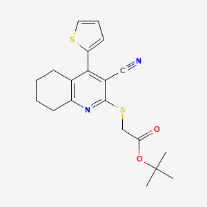 molecular formula C20H22N2O2S2 B11108737 Tert-butyl {[3-cyano-4-(thiophen-2-yl)-5,6,7,8-tetrahydroquinolin-2-yl]sulfanyl}acetate 