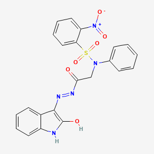 molecular formula C22H17N5O6S B11108752 2-Nitro-N-({N'-[(3Z)-2-oxo-2,3-dihydro-1H-indol-3-ylidene]hydrazinecarbonyl}methyl)-N-phenylbenzene-1-sulfonamide 