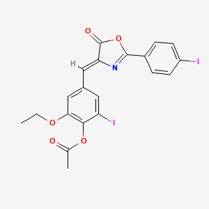 molecular formula C20H15I2NO5 B11108790 2-ethoxy-6-iodo-4-{(Z)-[2-(4-iodophenyl)-5-oxo-1,3-oxazol-4(5H)-ylidene]methyl}phenyl acetate 