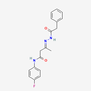 (3E)-N-(4-fluorophenyl)-3-[2-(phenylacetyl)hydrazinylidene]butanamide