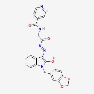 molecular formula C24H19N5O5 B11108840 N-({N'-[(3E)-1-[(2H-1,3-Benzodioxol-5-YL)methyl]-2-oxo-2,3-dihydro-1H-indol-3-ylidene]hydrazinecarbonyl}methyl)pyridine-4-carboxamide 