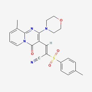 molecular formula C23H22N4O4S B11108857 (2E)-3-[9-methyl-2-(morpholin-4-yl)-4-oxo-4H-pyrido[1,2-a]pyrimidin-3-yl]-2-[(4-methylphenyl)sulfonyl]prop-2-enenitrile 