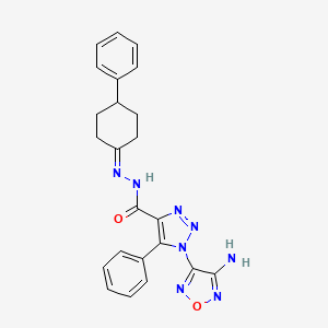 molecular formula C23H22N8O2 B11108863 1-(4-amino-1,2,5-oxadiazol-3-yl)-5-phenyl-N'-(4-phenylcyclohexylidene)-1H-1,2,3-triazole-4-carbohydrazide 