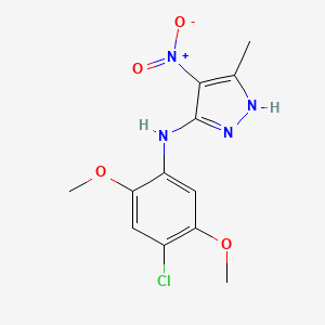 molecular formula C12H13ClN4O4 B11108915 N-(4-chloro-2,5-dimethoxyphenyl)-3-methyl-4-nitro-1H-pyrazol-5-amine 