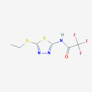 molecular formula C6H6F3N3OS2 B11108962 N-[5-(ethylsulfanyl)-1,3,4-thiadiazol-2-yl]-2,2,2-trifluoroacetamide 