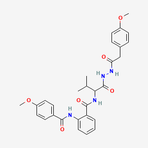 2-(4-Methoxybenzamido)-N-{1-[2-(4-methoxyphenyl)acetohydrazido]-3-methyl-1-oxobutan-2-YL}benzamide