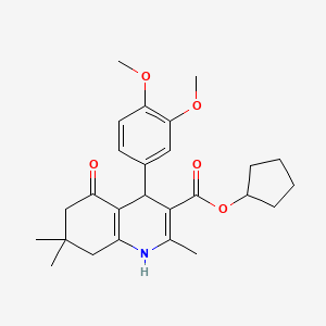 molecular formula C26H33NO5 B11109031 Cyclopentyl 4-(3,4-dimethoxyphenyl)-2,7,7-trimethyl-5-oxo-1,4,5,6,7,8-hexahydroquinoline-3-carboxylate 