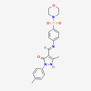 molecular formula C22H24N4O4S B11109045 (4Z)-5-methyl-2-(4-methylphenyl)-4-({[4-(morpholin-4-ylsulfonyl)phenyl]amino}methylidene)-2,4-dihydro-3H-pyrazol-3-one 