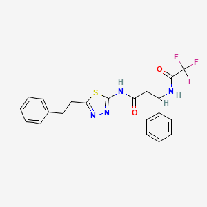 3-phenyl-N-[5-(2-phenylethyl)-1,3,4-thiadiazol-2-yl]-3-[(trifluoroacetyl)amino]propanamide