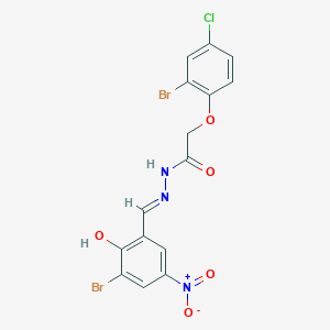 2-(2-bromo-4-chlorophenoxy)-N'-[(E)-(3-bromo-2-hydroxy-5-nitrophenyl)methylidene]acetohydrazide