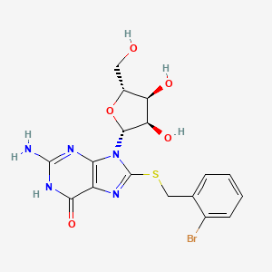 molecular formula C17H18BrN5O5S B11109163 2-amino-8-[(2-bromobenzyl)sulfanyl]-9-(beta-D-ribofuranosyl)-9H-purin-6-ol 