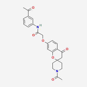 2-[(1'-acetyl-4-oxo-3,4-dihydrospiro[chromene-2,4'-piperidin]-7-yl)oxy]-N-(3-acetylphenyl)acetamide