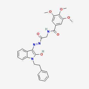 3,4,5-Trimethoxy-N-({N'-[(3E)-2-oxo-1-(2-phenylethyl)-2,3-dihydro-1H-indol-3-ylidene]hydrazinecarbonyl}methyl)benzamide