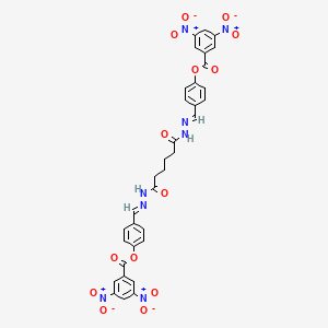 molecular formula C34H26N8O14 B11109238 (1,6-dioxohexane-1,6-diyl)bis[(1E)hydrazin-2-yl-1-ylidene(E)methylylidenebenzene-4,1-diyl] bis(3,5-dinitrobenzoate) 