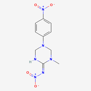 (2E)-1-methyl-N-nitro-5-(4-nitrophenyl)-1,3,5-triazinan-2-imine