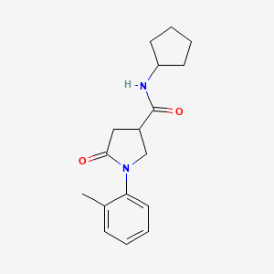 molecular formula C17H22N2O2 B11109289 N-cyclopentyl-1-(2-methylphenyl)-5-oxopyrrolidine-3-carboxamide 