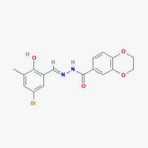 molecular formula C17H15BrN2O4 B11109295 N'-[(E)-(5-bromo-2-hydroxy-3-methylphenyl)methylidene]-2,3-dihydro-1,4-benzodioxine-6-carbohydrazide 