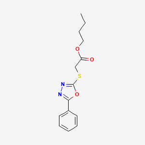 molecular formula C14H16N2O3S B11109319 Butyl 2-[(5-phenyl-1,3,4-oxadiazol-2-yl)sulfanyl]acetate 