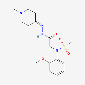 molecular formula C16H24N4O4S B11109321 N-(2-Methoxyphenyl)-N-{[N'-(1-methylpiperidin-4-ylidene)hydrazinecarbonyl]methyl}methanesulfonamide 