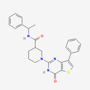 molecular formula C26H26N4O2S B11109352 1-(4-oxo-7-phenyl-3,4-dihydrothieno[3,2-d]pyrimidin-2-yl)-N-(1-phenylethyl)piperidine-3-carboxamide 