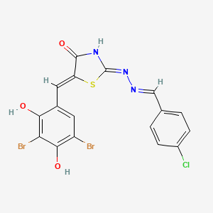 (2Z,5Z)-2-[(2E)-(4-chlorobenzylidene)hydrazinylidene]-5-(3,5-dibromo-2,4-dihydroxybenzylidene)-1,3-thiazolidin-4-one