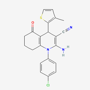 molecular formula C21H18ClN3OS B11109381 2-Amino-1-(4-chlorophenyl)-4-(3-methylthiophen-2-yl)-5-oxo-1,4,5,6,7,8-hexahydroquinoline-3-carbonitrile 