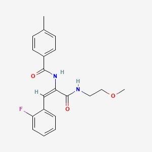 molecular formula C20H21FN2O3 B11109391 (2E)-3-(2-fluorophenyl)-N-(2-methoxyethyl)-2-[(4-methylphenyl)formamido]prop-2-enamide 