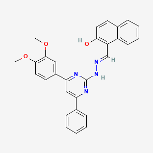 1-[(E)-{2-[4-(3,4-dimethoxyphenyl)-6-phenylpyrimidin-2-yl]hydrazinylidene}methyl]naphthalen-2-ol