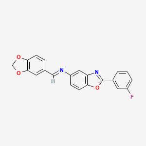 N-[(E)-1,3-benzodioxol-5-ylmethylidene]-2-(3-fluorophenyl)-1,3-benzoxazol-5-amine