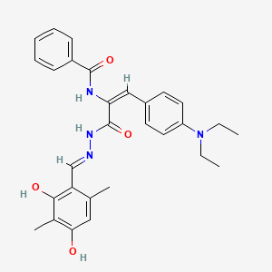 N-{(1E)-1-[4-(diethylamino)phenyl]-3-[(2E)-2-(2,4-dihydroxy-3,6-dimethylbenzylidene)hydrazinyl]-3-oxoprop-1-en-2-yl}benzamide