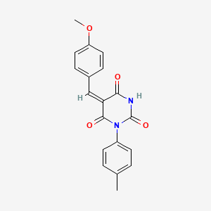 (5E)-5-(4-methoxybenzylidene)-1-(4-methylphenyl)pyrimidine-2,4,6(1H,3H,5H)-trione