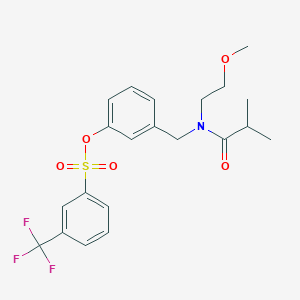 molecular formula C21H24F3NO5S B11109558 3-[[(2-Methoxyethyl)(2-methyl-1-oxopropyl)amino]methyl]phenyl 3-(trifluoromethyl)benzenesulfonate CAS No. 853097-50-4