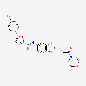 molecular formula C24H20BrN3O3S2 B11109582 2-{[6-({(Z)-[5-(4-bromophenyl)furan-2-yl]methylidene}amino)-1,3-benzothiazol-2-yl]sulfanyl}-1-(morpholin-4-yl)ethanone 