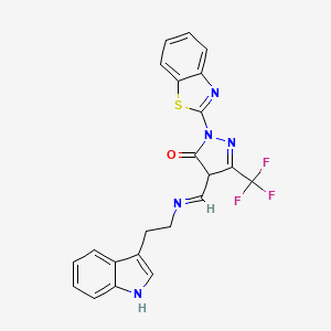 molecular formula C22H16F3N5OS B11109583 2-(1,3-benzothiazol-2-yl)-4-({[2-(1H-indol-3-yl)ethyl]imino}methyl)-5-(trifluoromethyl)-2,4-dihydro-3H-pyrazol-3-one 