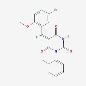 molecular formula C19H15BrN2O4 B11109593 (5E)-5-[(5-bromo-2-methoxyphenyl)methylidene]-1-(2-methylphenyl)-1,3-diazinane-2,4,6-trione 