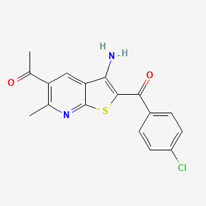 molecular formula C17H13ClN2O2S B11109598 1-{3-Amino-2-[(4-chlorophenyl)carbonyl]-6-methylthieno[2,3-b]pyridin-5-yl}ethanone 