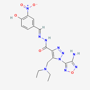 molecular formula C17H20N10O5 B11109608 1-(4-amino-1,2,5-oxadiazol-3-yl)-5-[(diethylamino)methyl]-N'-[(E)-(4-hydroxy-3-nitrophenyl)methylidene]-1H-1,2,3-triazole-4-carbohydrazide 