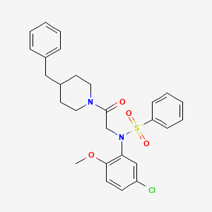 molecular formula C27H29ClN2O4S B11109639 N-[2-(4-benzylpiperidin-1-yl)-2-oxoethyl]-N-(5-chloro-2-methoxyphenyl)benzenesulfonamide 