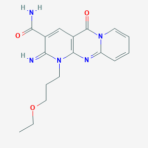 7-(3-ethoxypropyl)-6-imino-2-oxo-1,7,9-triazatricyclo[8.4.0.03,8]tetradeca-3(8),4,9,11,13-pentaene-5-carboxamide