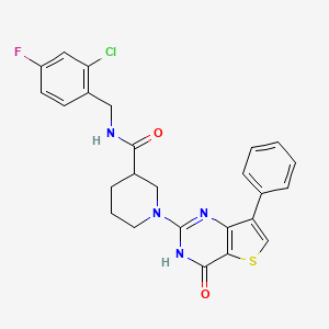 molecular formula C25H22ClFN4O2S B11109685 N-(2-chloro-4-fluorobenzyl)-1-(4-oxo-7-phenyl-3,4-dihydrothieno[3,2-d]pyrimidin-2-yl)piperidine-3-carboxamide 