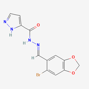 molecular formula C12H9BrN4O3 B11109719 N'-[(E)-(6-bromo-1,3-benzodioxol-5-yl)methylidene]-1H-pyrazole-5-carbohydrazide 