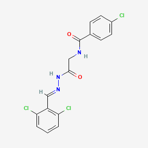 molecular formula C16H12Cl3N3O2 B11109725 4-Chloro-N-(2-(2-(2,6-dichlorobenzylidene)hydrazino)-2-oxoethyl)benzamide 