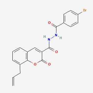 molecular formula C20H15BrN2O4 B11109756 N'-[(4-bromophenyl)carbonyl]-2-oxo-8-(prop-2-en-1-yl)-2H-chromene-3-carbohydrazide 