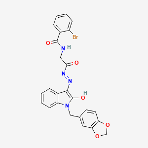 N-({N'-[(3E)-1-[(2H-1,3-Benzodioxol-5-YL)methyl]-2-oxo-2,3-dihydro-1H-indol-3-ylidene]hydrazinecarbonyl}methyl)-2-bromobenzamide