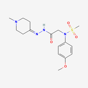 N-(4-methoxyphenyl)-N-{2-[2-(1-methylpiperidin-4-ylidene)hydrazinyl]-2-oxoethyl}methanesulfonamide (non-preferred name)