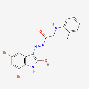 (E)-N'-(5,7-dibromo-2-oxoindolin-3-ylidene)-2-(o-tolylamino)acetohydrazide